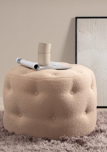 VENTURE DESIGN Benjamin puff, rund - beige teddystoff (55)