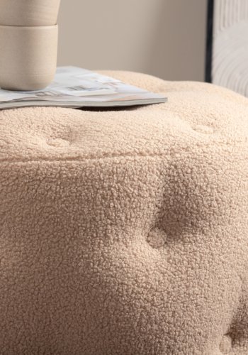 VENTURE DESIGN Benjamin puff, rund - beige teddystoff (55)