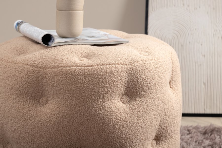 VENTURE DESIGN Benjamin puff, rund - beige teddystoff (55)