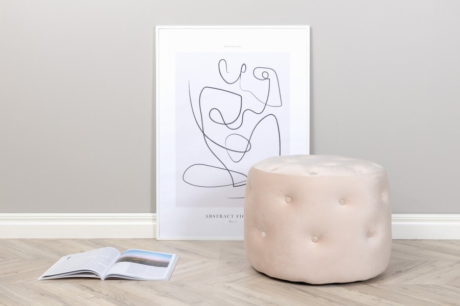 VENTURE DESIGN Benjamin puff, rund - beige flyel (55)