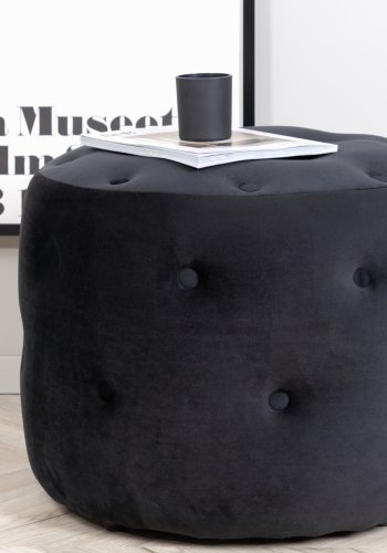 VENTURE DESIGN Benjamin puff, rund - svart flyel (55)