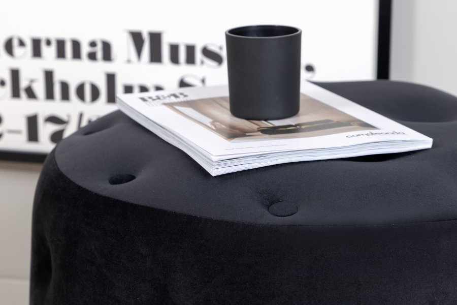 VENTURE DESIGN Benjamin puff, rund - svart flyel (55)