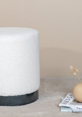 VENTURE DESIGN Benji puff, sylinder - hvit teddystoff polyester og svart stl (35)