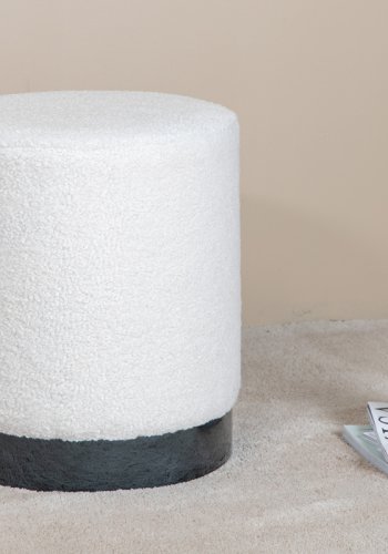 VENTURE DESIGN Benji puff, sylinder - hvit teddystoff polyester og svart stl (35)