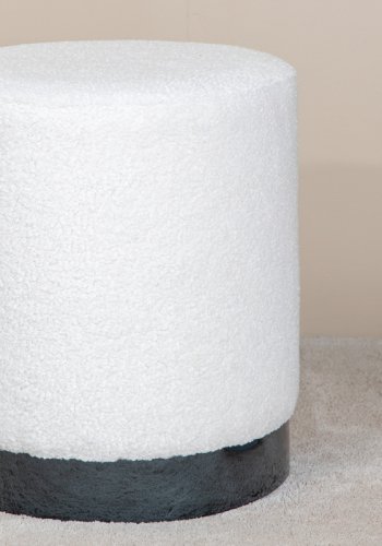 VENTURE DESIGN Benji puff, sylinder - hvit teddystoff polyester og svart stl (35)