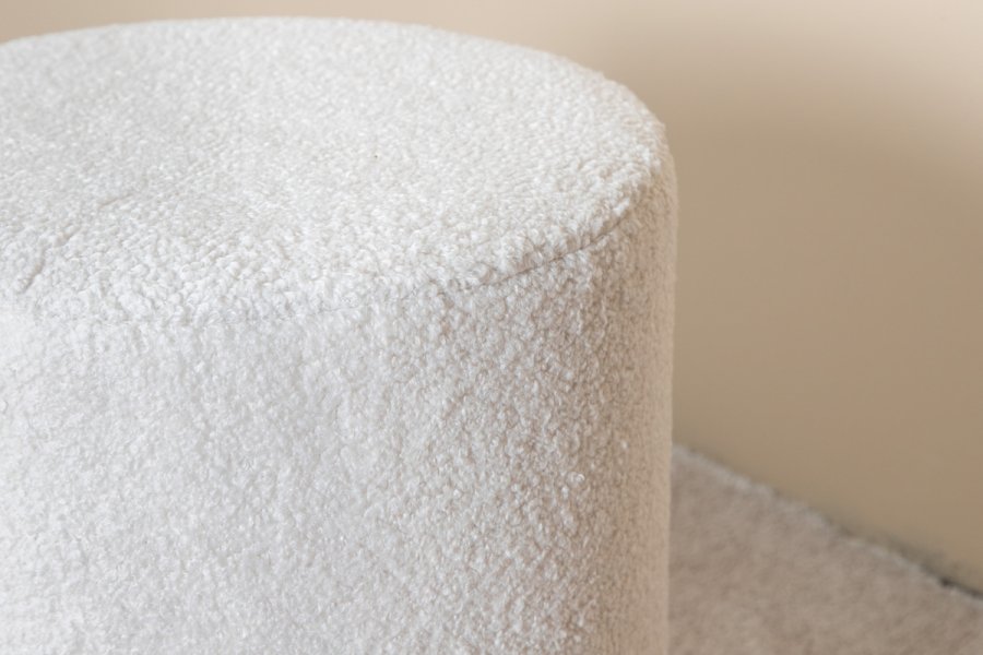 VENTURE DESIGN Benji puff, sylinder - hvit teddystoff polyester og svart stl (35)