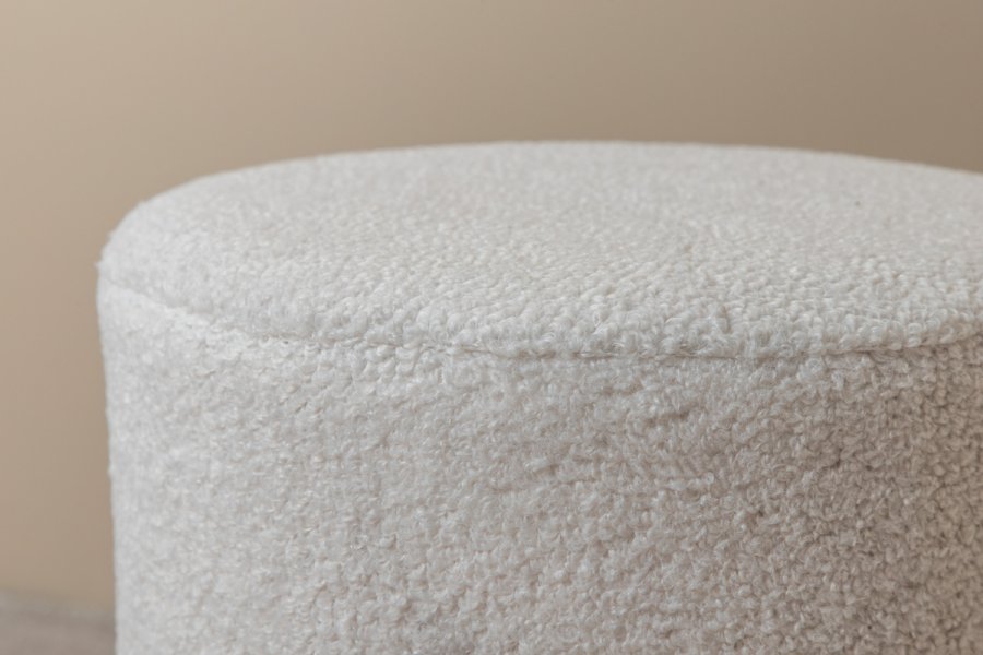 VENTURE DESIGN Benji puff, sylinder - hvit teddystoff polyester og svart stl (35)