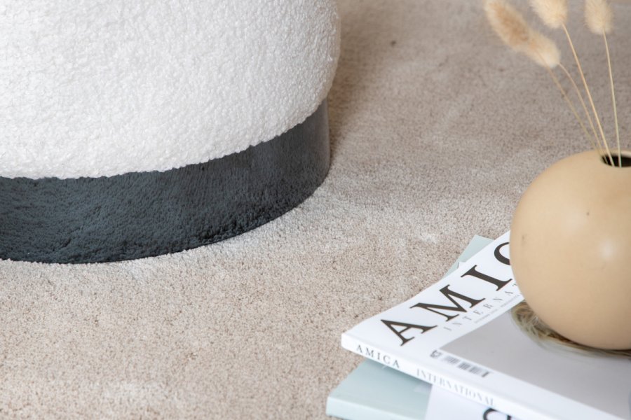 VENTURE DESIGN Benji puff, sylinder - hvit teddystoff polyester og svart stl (35)