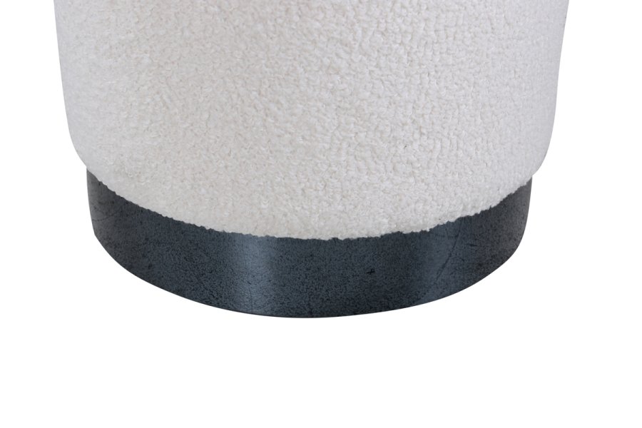 VENTURE DESIGN Benji puff, sylinder - hvit teddystoff polyester og svart stl (35)