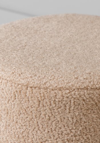 VENTURE DESIGN Benji Pouf, Zylinder – beigefarbener Teddybär-Stoff, Polyester und schwarzer Stahl (35)