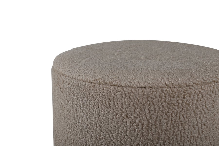 VENTURE DESIGN Benji Pouf, Zylinder – beigefarbener Teddybär-Stoff, Polyester und schwarzer Stahl (35)