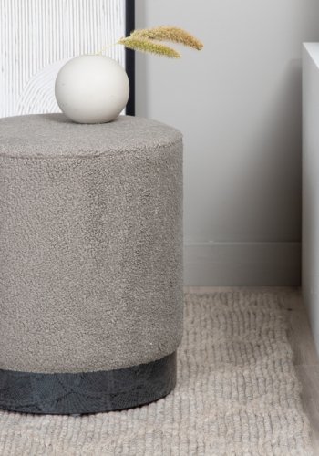 VENTURE DESIGN Benji puff, sylinder - gr teddystoff polyester og svart stl (35)