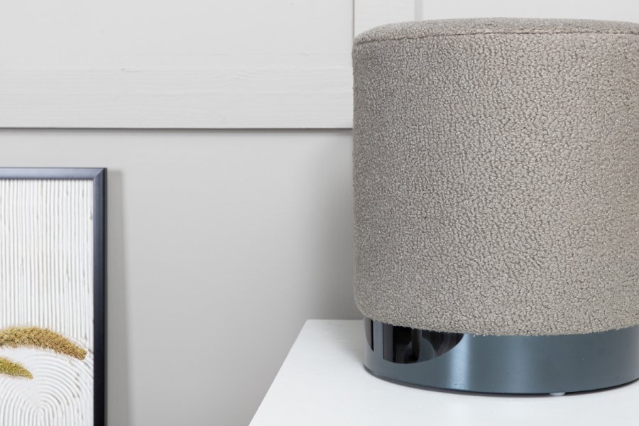 VENTURE DESIGN Benji puff, sylinder - gr teddystoff polyester og svart stl (35)