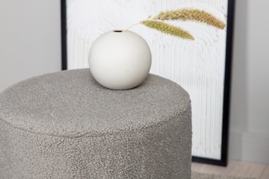 VENTURE DESIGN Benji puff, sylinder - gr teddystoff polyester og svart stl (35)