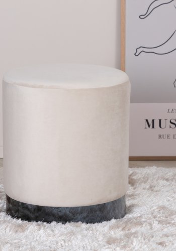 VENTURE DESIGN Benji puff, sylinder - beige flyel og svart stl (35)