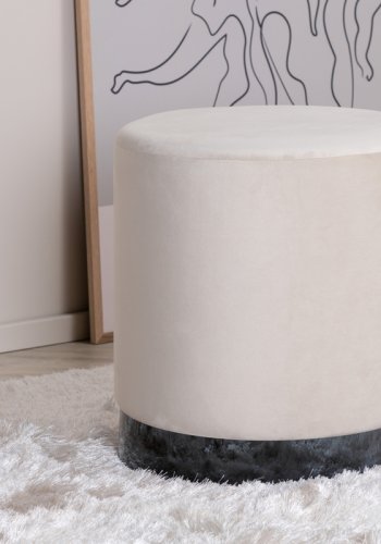 VENTURE DESIGN Benji puff, sylinder - beige flyel og svart stl (35)