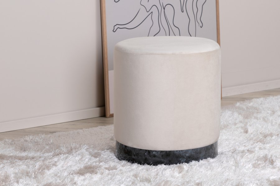 VENTURE DESIGN Benji puff, sylinder - beige flyel og svart stl (35)
