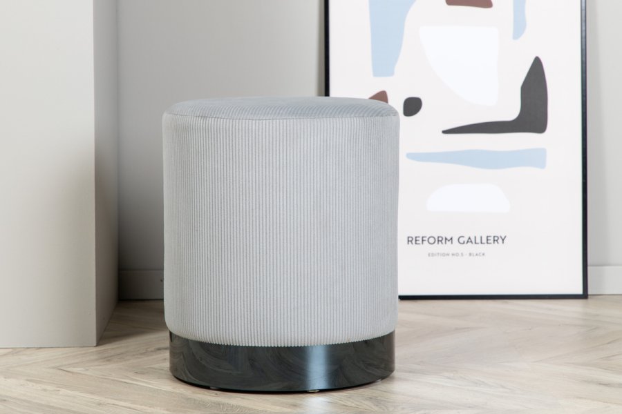 VENTURE DESIGN Benji puff, sylinder - gr flyel og svart stl (35)