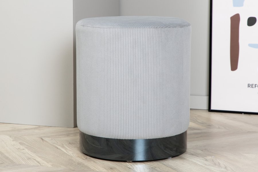 VENTURE DESIGN Benji puff, sylinder - gr flyel og svart stl (35)