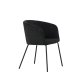 VENTURE DESIGN Berit Esszimmerstuhl, mit Armlehnen – schwarzer Polyestersamt und schwarzer Stahl