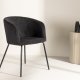 VENTURE DESIGN Berit Esszimmerstuhl, mit Armlehnen – schwarzer Polyestersamt und schwarzer Stahl