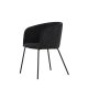 VENTURE DESIGN Berit Esszimmerstuhl, mit Armlehnen – schwarzer Polyestersamt und schwarzer Stahl
