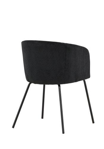 VENTURE DESIGN Berit Esszimmerstuhl, mit Armlehnen – schwarzer Polyestersamt und schwarzer Stahl