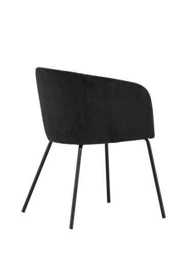 VENTURE DESIGN Berit Esszimmerstuhl, mit Armlehnen – schwarzer Polyestersamt und schwarzer Stahl