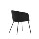 VENTURE DESIGN Berit Esszimmerstuhl, mit Armlehnen – schwarzer Polyestersamt und schwarzer Stahl