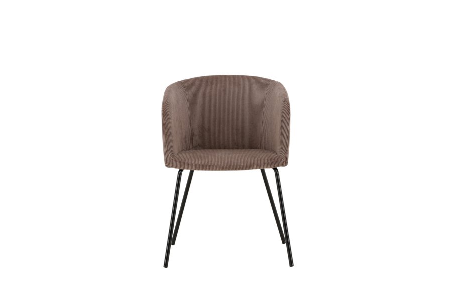 VENTURE DESIGN Berit spisebordstol, m. armlener - brun polyesterflyel og sort stl