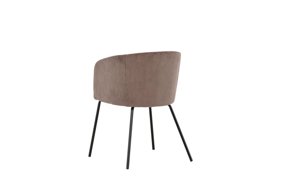 VENTURE DESIGN Berit spisebordstol, m. armlener - brun polyesterflyel og sort stl