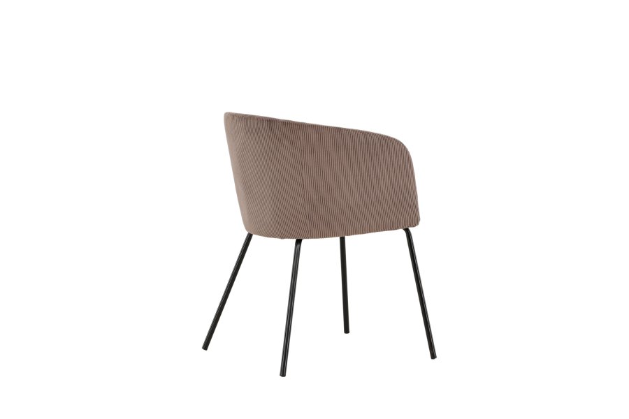 VENTURE DESIGN Berit spisebordstol, m. armlener - brun polyesterflyel og sort stl