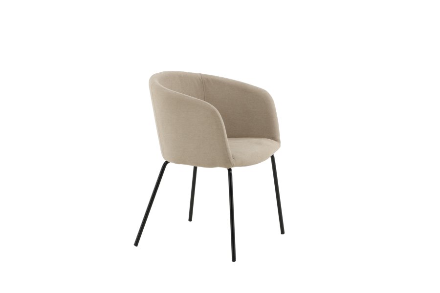 VENTURE DESIGN Berit spisebordstol, med armlener - beige polyester lin og sort stl