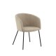 VENTURE DESIGN Berit spisebordstol, med armlener - beige polyester lin og sort stl