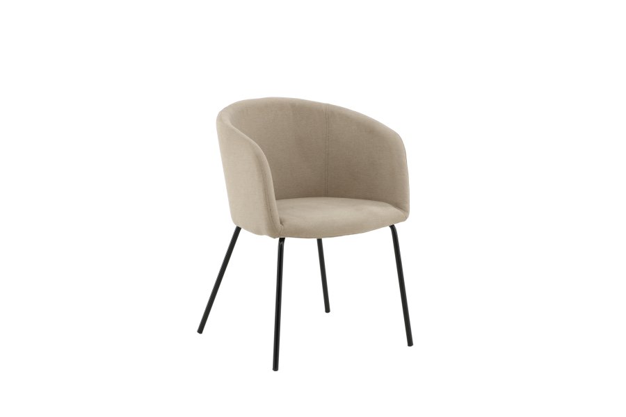 VENTURE DESIGN Berit spisebordstol, med armlener - beige polyester lin og sort stl