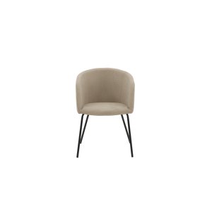 VENTURE DESIGN Berit spisebordsstol, m. armln - beige polyesterhr og sort stl