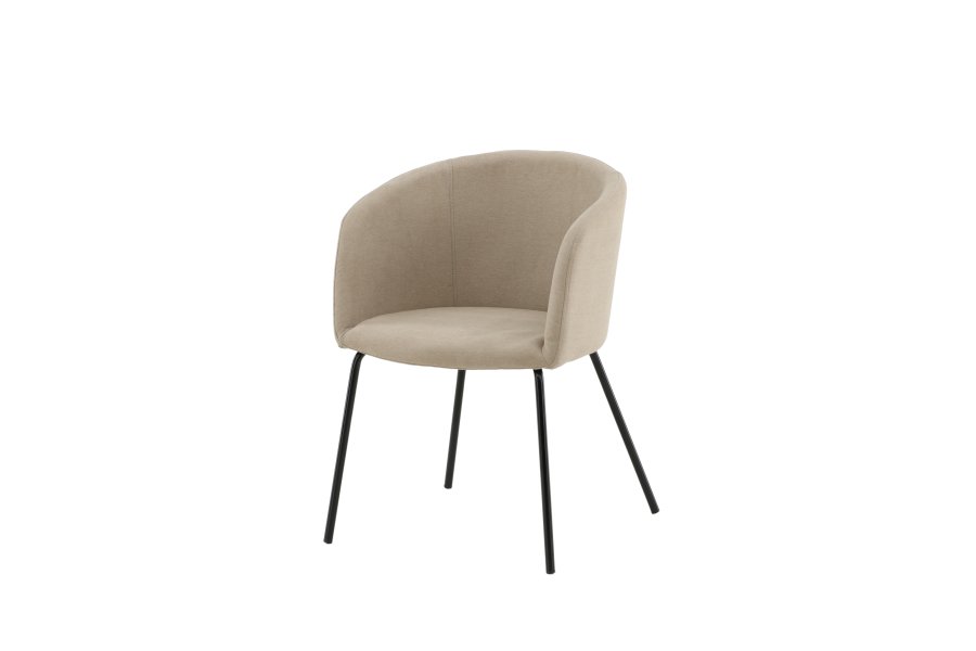 VENTURE DESIGN Berit spisebordstol, med armlener - beige polyester lin og sort stl