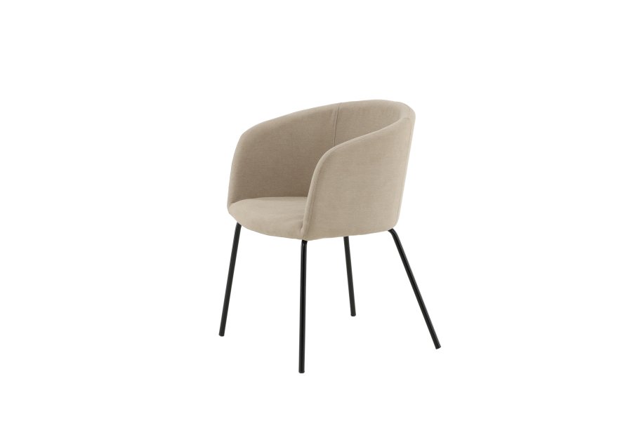 VENTURE DESIGN Berit spisebordstol, med armlener - beige polyester lin og sort stl