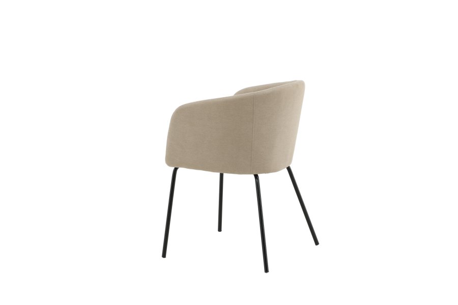 VENTURE DESIGN Berit spisebordstol, med armlener - beige polyester lin og sort stl