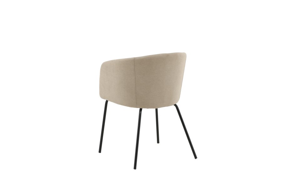 VENTURE DESIGN Berit spisebordstol, med armlener - beige polyester lin og sort stl