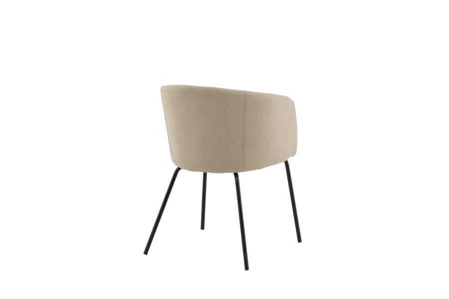 VENTURE DESIGN Berit spisebordstol, med armlener - beige polyester lin og sort stl