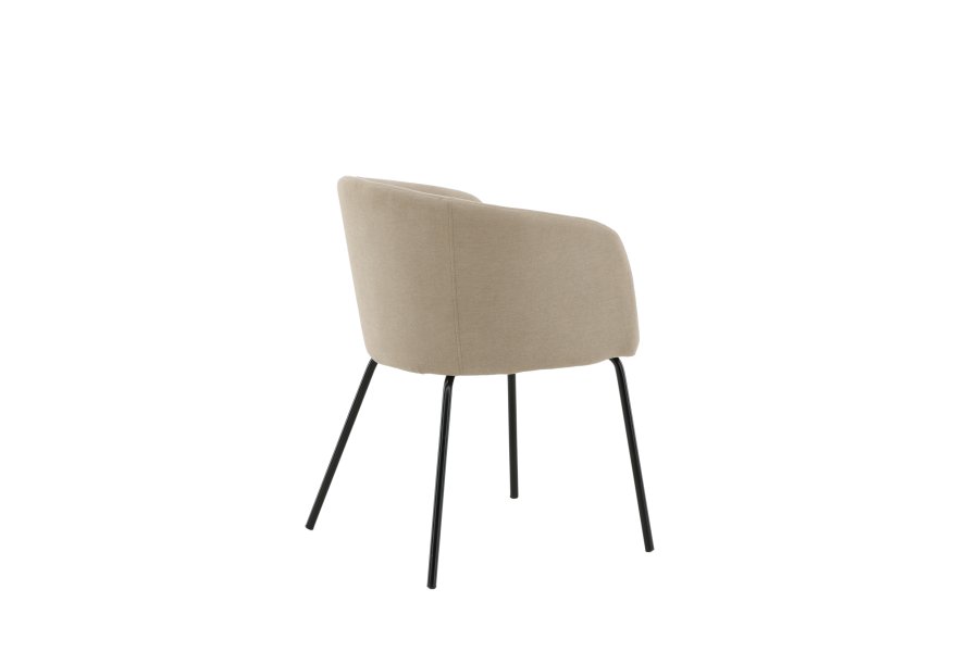 VENTURE DESIGN Berit spisebordstol, med armlener - beige polyester lin og sort stl