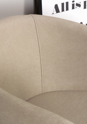 VENTURE DESIGN Berit spisebordstol, med armlener - beige polyester lin og sort stl