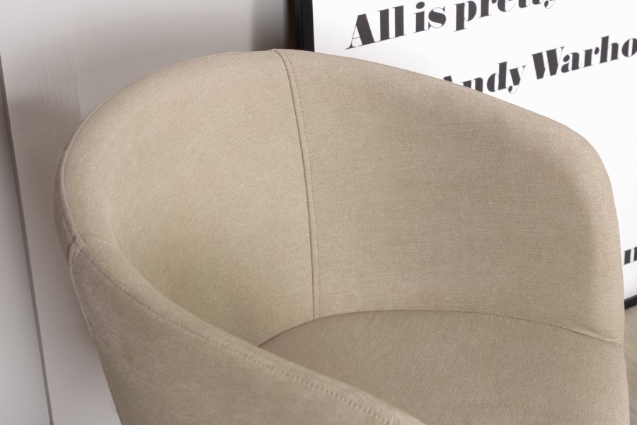 VENTURE DESIGN Berit spisebordstol, med armlener - beige polyester lin og sort stl