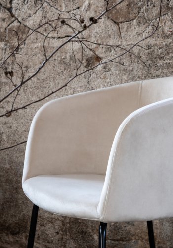 VENTURE DESIGN Berit spisebordstol, med armlener - beige flyel og sort stl