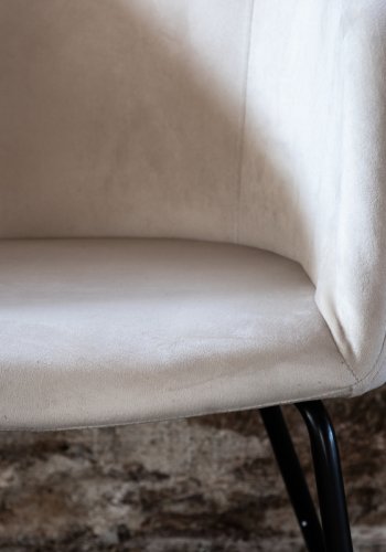 VENTURE DESIGN Berit spisebordstol, med armlener - beige flyel og sort stl