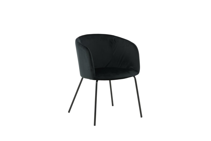VENTURE DESIGN Berit spisebordsstol, med armlener - svart flyel og sort stl
