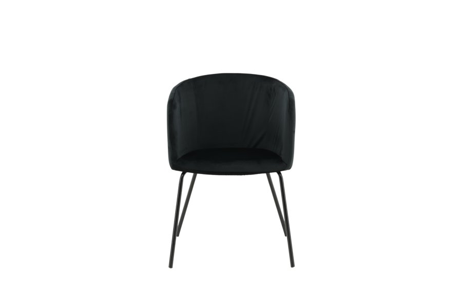 VENTURE DESIGN Berit spisebordsstol, med armlener - svart flyel og sort stl