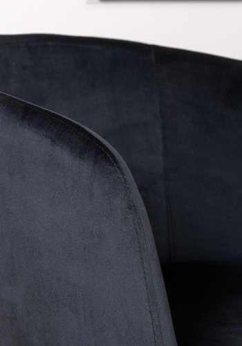 VENTURE DESIGN Berit spisebordsstol, med armlener - svart flyel og sort stl