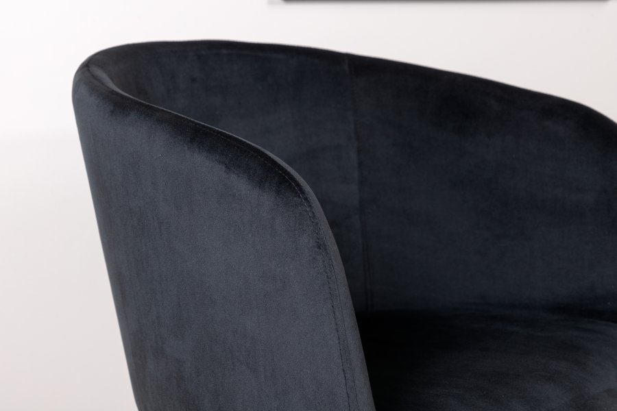 VENTURE DESIGN Berit spisebordsstol, med armlener - svart flyel og sort stl